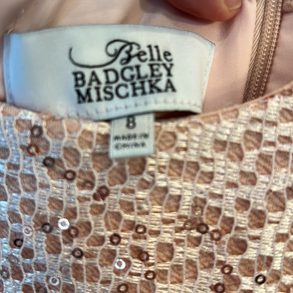 Badgely Mischa peach dress with sequined front. - Picture 2 of 5